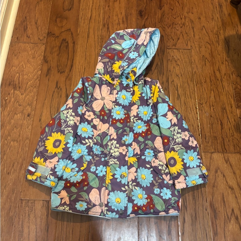 Hanna Andersson Floral Hooded Winter Parka Coat | Size 110 (4–5Y)